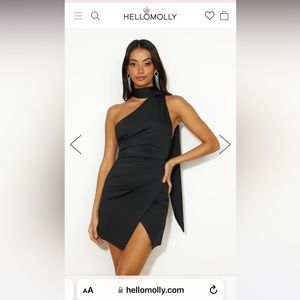 black high neck mini dress